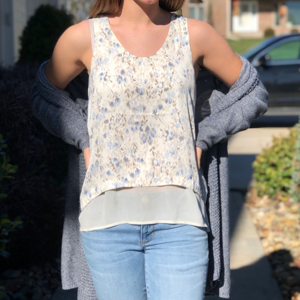 GAP Blue Floral Double Layered Tank Top